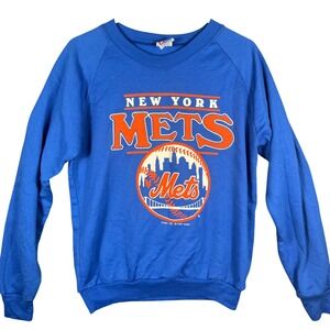 New York Mets Garan Sweatshirt Mens Medium Blue 1988 Vintage MLB Made in USA